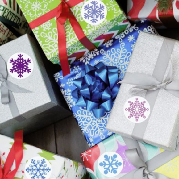Christmas Snowflake Stickers-Packaging/Mail/Labels/Crafts/Scrapbook 1" Diameter - Picture 3 of 6